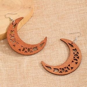 🍉5 for $25* BIG Wood Moon Drop Earrings